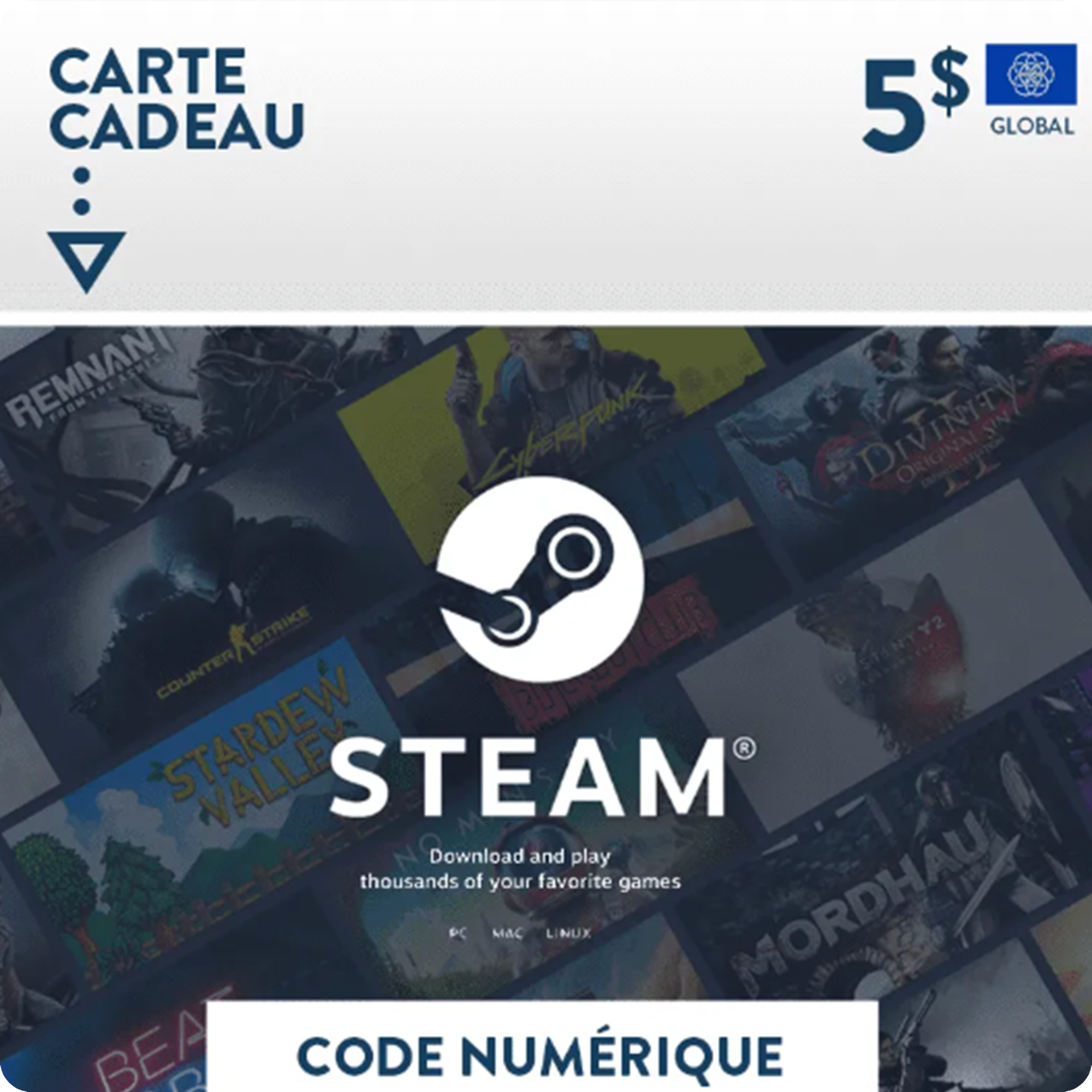 Carte Steam 5 $ (USA) ‣ Africakard